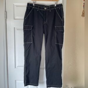 True Religion Black Cargo Pants with White Stitching